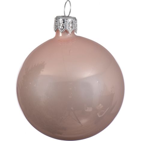 Box Da 4 Palline Di Natale In Vetro Rosa Lucida 10 Cm (1/4)