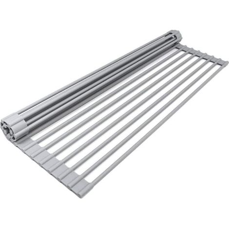 Other Kitchen Accessories Sink Drainer, Kitchen Sink Drainer - Rolling Shelf - Heat-Resistant Roll-Up Dishwasher Rack - Easy to Store, 19 Tubes (33 x 45 x 1 cm) (Gray)
