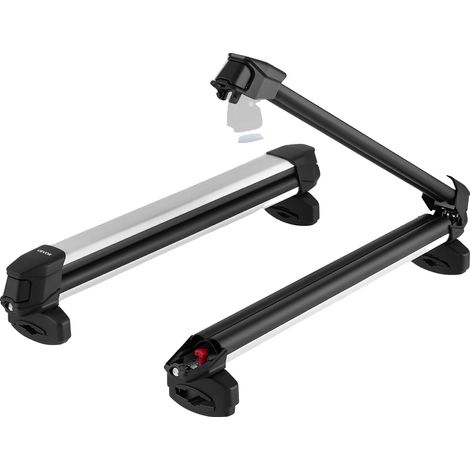 support de toit pour ski et snowboard vevor, transporte jusqu'à 6 paires de skis ou 4 snowboards, 2 pcs support de toit en aluminium universel avec ve (1/2)