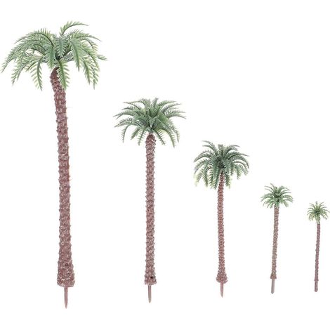 25 pièces de décors miniatures pour trains miniatures, faux arbres, mini palmiers tropicaux, modèle de palmier miniature-19x5cm-Green
