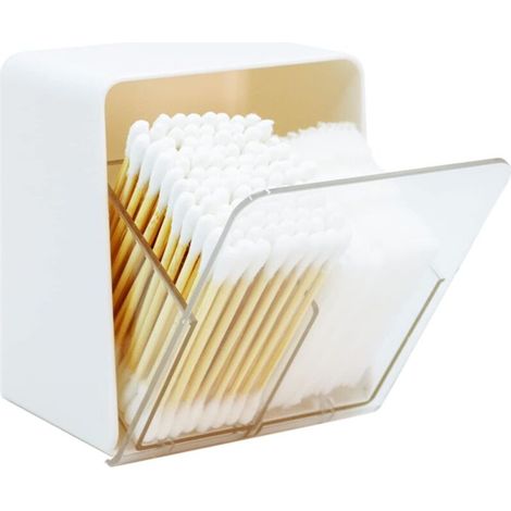 Conteneur pour tampons de salle de bain, boules de coton, tampons ronds, boîte de rangement pour vanité (lot de 1) (1/5)