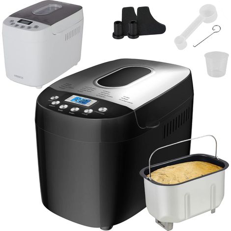 Arebos – Machine à pain 1500g – 15 programmes – 3 niveaux de brunissage – Fonction HomeMade – Minuterie 15h – Maintien au chaud 60 min