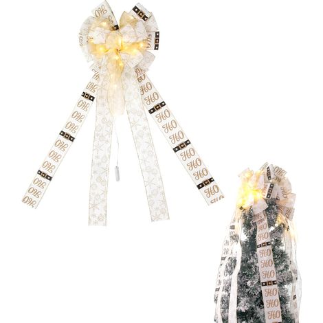 Noeud Lumineux En Forme De Flocon De Neige, Décoration De Noël Double Couche, Accessoire DIY Pour Porte Et Fenêtre, 83x29cm, Polyester-KZQ (1/2)