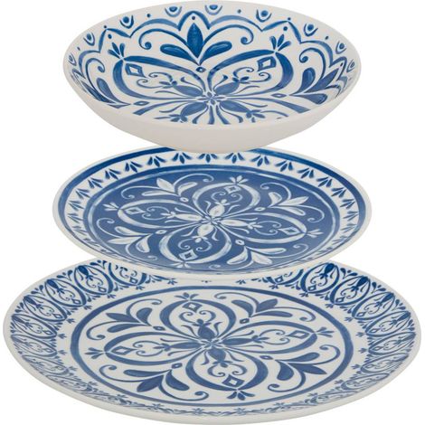 Manon Vajilla de 12 piezas, azul L26.5xD2.4xH26.5cm - Atmosphera créateur d'intérieur (1/5)