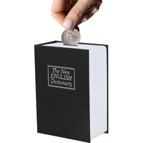 Tirelire Billet, Tirelire Adulte, Caisse à Économies Compteur en Forme de Livre, Pot à Monnaie Coffre Fort pour Ranger Votre , Noir