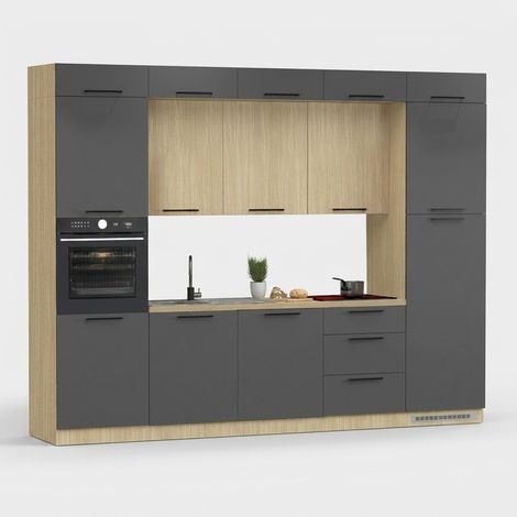 Cuisine complète linéaire moderne avec évier Molven 300x232 - Anthracite (1/5)