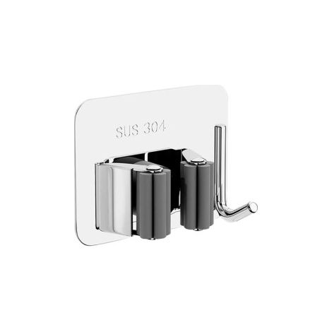 Cuelga Escoba Adhesivo Acero Inox Lauxa Home 8x6cm  Resistente 5kg (1/5)