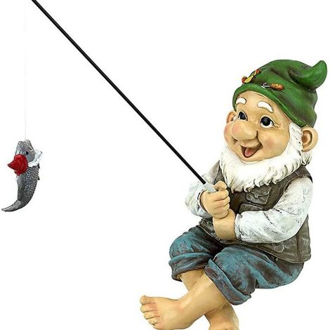 1 pièce Nain de jardin résine, statue nain pêche miniature assis, décoration extérieure et intérieure pour jardin, pot de fleurs, étang