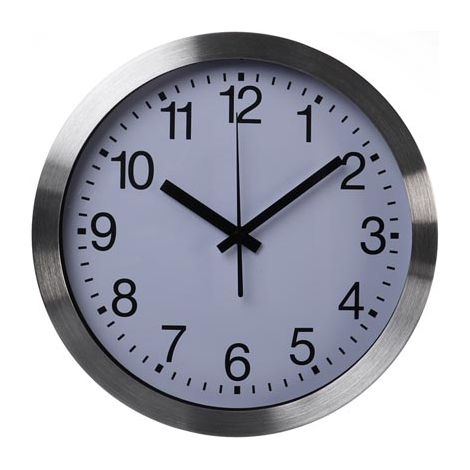 Perel Reloj de Pared, Redondo, analógico, 30 cm, Hora radiopilótica (DCF), Aluminio, Plata (1/5)