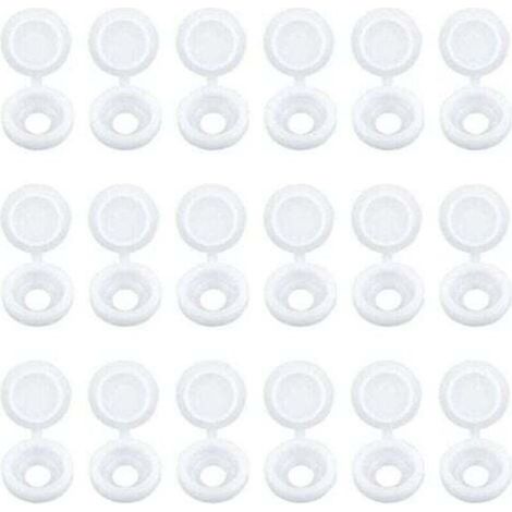 100er-Packung weiße Scharnierschraubenkappen, Kunststoff-Scharnierschraubenkappen für Möbel, Schränke und Regale
