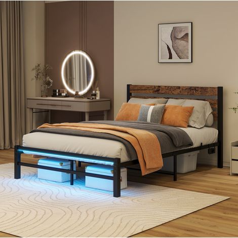 struttura letto 120x200 con LED USB legno metallo OKMYHOME (1/5)
