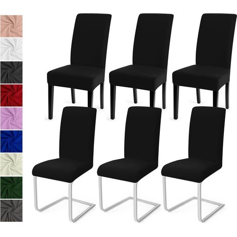 Stuhlhussen 6er Set Schwarz, Stretch, Waschbar, Universell für Esszimmer (1/5)