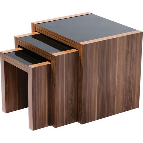 Interiors by Premier Wooden Nest of 3 Tables, High Gloss Black Finish Nesting Table, Long Lasting Console Tables for Living Room (1/4)