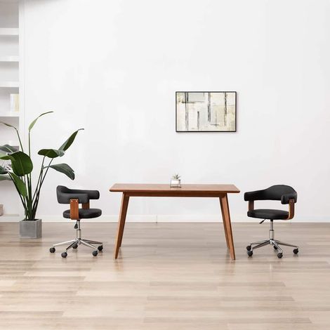 Lot de 2 Chaises de salle à manger pivotantes - Chaises à dîner Noir Bois courbé et similicuir BV301835 - BonneVie (1/5)