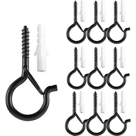 Lot de 10 crochets et vis robustes en forme de Q, utilisables pour guirlandes lumineuses, pots de fleurs, jardin, terrasse, cuisine et autres décorations. (1/5)