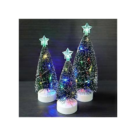 Lot de 3 mini sapins de Noël artificiels colorés avec lumières X (1/5)