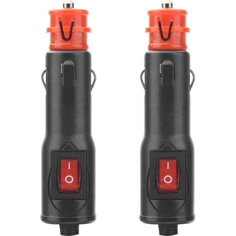 Lot de 2 prises allume-cigare de style européen - 12 V - Avec interrupteur rouge et fusible 10 A - Convient pour voiture, camion, voiture, moto
