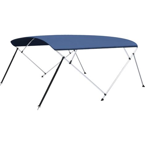 Bimini-Überdachung mit 4 Bögen Marineblau 243x(230-244)x137 cm