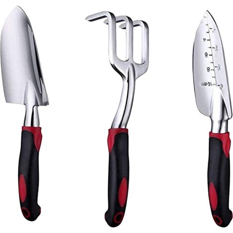 Ensemble de 3 Outils de jardinage, Alliage d'aluminium, Poignée ergonomique antidérapante, pour Jardin Terrasse Potager (1/5)