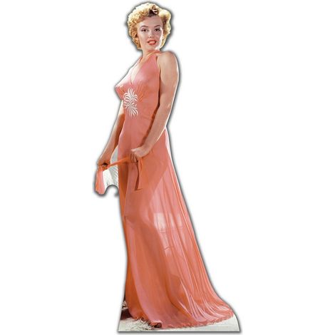 Figurine en carton 'Peach Night-robe de Marilyn Monroe robe couleur pêche 169 cm (1/4)