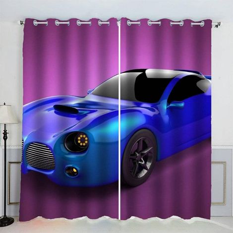 Rideaux Voiture De Sport Voiture De Course Violet Rideau Occultant Chambre Fille Garcon Rideaux Chambre Ado Isolation Thermique et Réduction du Bruit Rideau (200x200 cm) - 200L X 200H cm (2 Panneaux) (1/5)