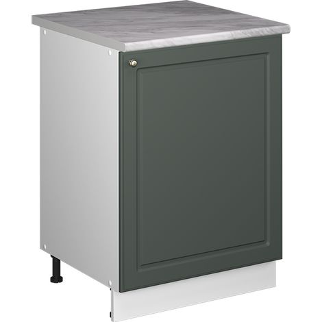 Mobiletto base cucina Fame-Line, Verde-oro rustico/Bianco, 60 cm 1 anta con piano di lavoro, Vicco (1/5)