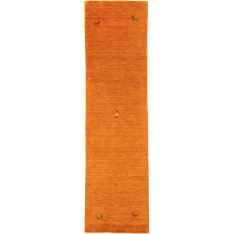 Tapis Gabbeh indien Tapis Sahara - Tapis en laine - 300x80cm, Rectangular - 100% Laine vierge - Tissé main - Orange (1/5)
