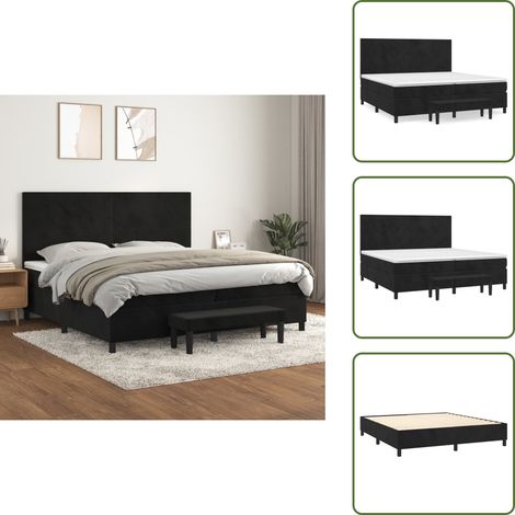 Tête de lit réglable - vidaXL Sommier à lattes de lit et matelas Noir 200x200 cm Velours - Banc multifonctionnel (1/5)