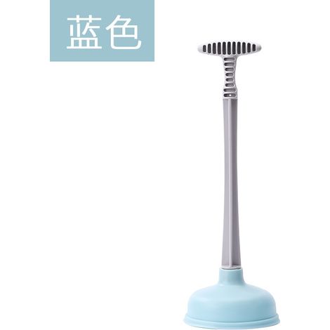 déboucheur de canalisations de toilettes, ventouse pour toilettes, outil de débouchage domestique, manche long (Drogue de toilettes bleue) (1/5)