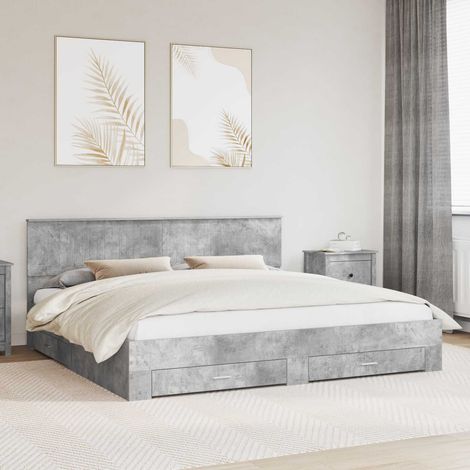 vidaXL Bettrahmen mit Schubladen Betongrau 200 x 200 cm Holzwerkstoff (1/5)
