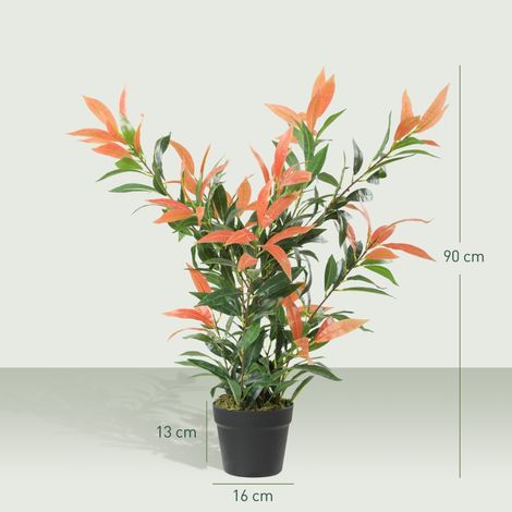 Faux photinia 90 cm avec 300 feuilles et branches ajustables, 45 x 45 x 90 cm, rouge et vert (1/5)