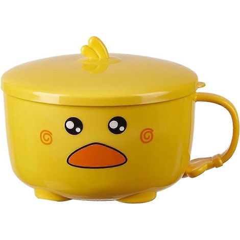 Duck ramen noodles bol avec couvercle mignon inox cuisine fruits instant riz soupe double couche bol vaisselle 1 (1/5)