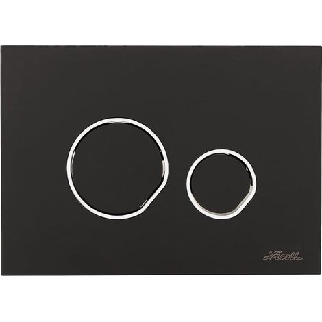 Plaque de déclenchement DUO - double débit - Noir satiné, bague chromé brillant - Nicoll (1/3)