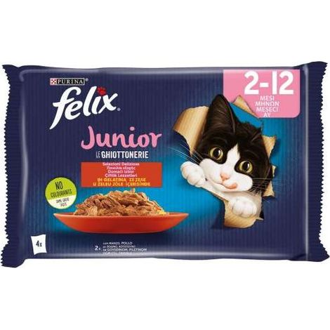 Felix Le ghiottonerie per Gatto Junior con Manzo e pollo 4x85g (1/2)