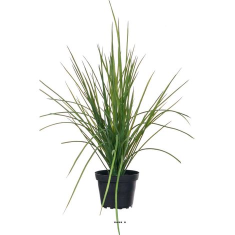 Herbe touffe artificielle en pot H 40 cm D 45 cm dense et aerienne (1/4)