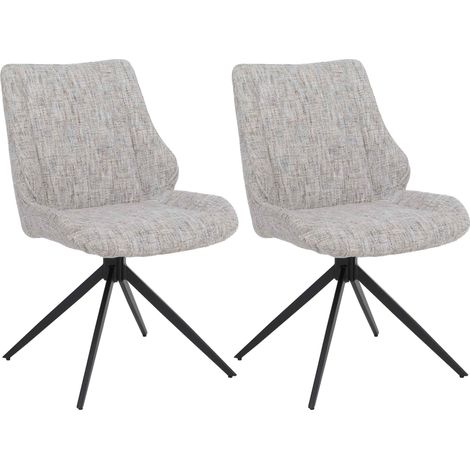 [NEUWERTIG] 2er-Set Esszimmerstuhl HHG-961, Küchenstuhl, drehbar Auto-Return, Stoff/Textil Chenille (410g/m²) Öko-Tex creme (1/5)