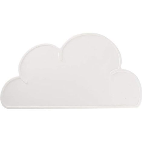 Mantel individual infantil de silicona - impermeable y antideslizante - forma de nube - colores suaves - 47,8 x 27 cm - blanco (1/5)