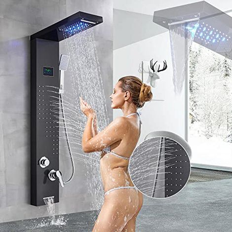 BOMCLAP LED-Duschsäulensysteme, 6-Funktions-Duschsäulen, umhüllende Jet-Duschsysteme mit Regen- und Massageeffekten (1/5)