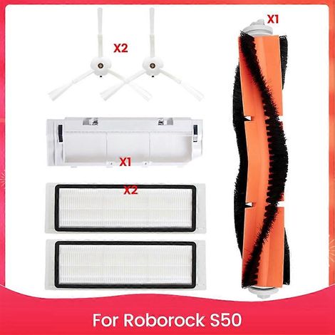 Filtre pour aspirateur brosse pour aspirateur Filtre de brosse pour aspirateur filtre de Accessoires Kit pour Roborock S50 Robot Aspirateur Main Brosse Couvercle Side Brosse HEPA Filtres pièce détaché (1/5)