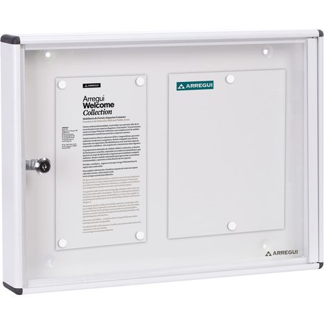 ARREGUI PAN41 Panel de Anuncios de aluminio con capacidad para 2 hojas DIN A4, con cerradura de llave, blanco (1/5)
