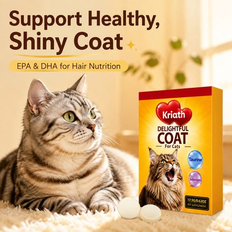 Comprimés de complément alimentaire pour un pelage brillant pour chats - Convient aux foyers avec plusieurs chats, soin quotidien de la peau et du pelage - 17,5 g (1/5)