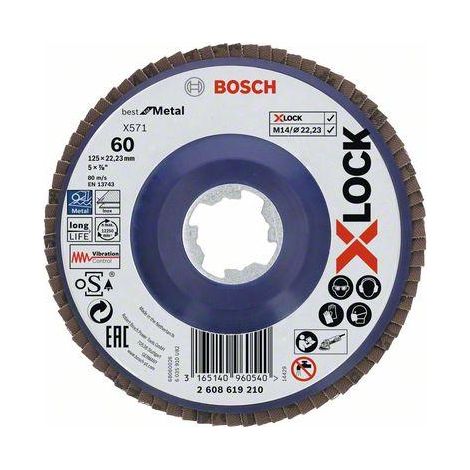 2608619210 - Dischi lamellari X-LOCK, versione dritta, piastra in plastica Ø125 mm, G 60, X571, Best for Metal, 1 pz. D: