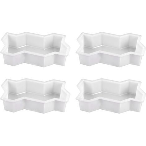 4X Moule de Brique de Pavage en Béton en Plastique de Chemin de Jardin de Trois Formes D'Onde DIY Moule de Brique de Ciment de Passerelle (1/4)