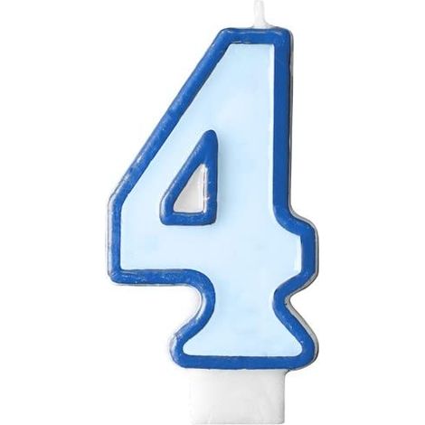 Bougie avec numéro 4 pour gâteau d'anniversaire bleu clair, bougie de cire pour homme, anniversaire, fête, retraite, enfant bleu ciel, hauteur 7 cm (1/5)