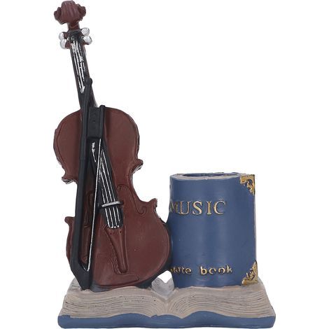 Porte-stylo Vintage Violin Bleu - Décoration de Bureau Rétro pour Maison, Bureau ou Salle de Classe (1/5)