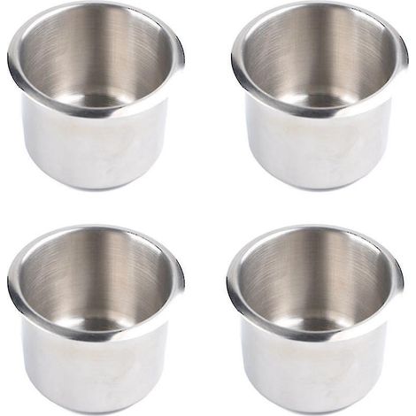Lot de 4 porte-gobelets universels pour bateaux, 68 x 55 mm, en acier inoxydable, à encastrer, pour cartes de poker. (1/4)