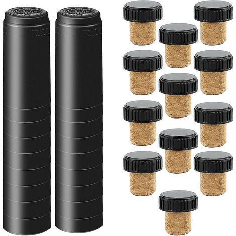Weinflaschenverschlüsse, 50 Stück, aus wärmeschrumpfendem schwarzem PVC. (1/5)