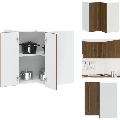 Küchen-Eckhängeschrank Porto Braun Eichen-Optik Holzwerkstoff - Küchen-Eckhängeschrank - Küchen-Eckhängeschränke - Eckhängeschrank Für Küche - Küche Hängeschrank (1/5)