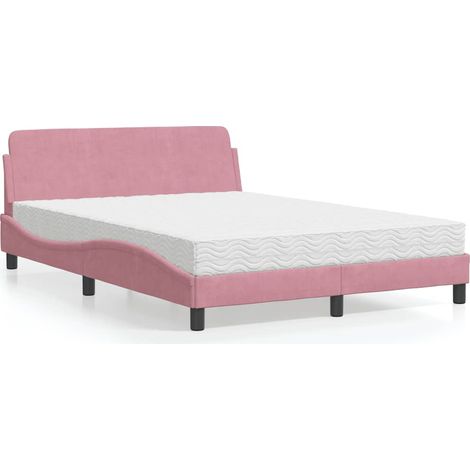 Bett mit Matratze "Dover" Rosa 120x200 cm Samt