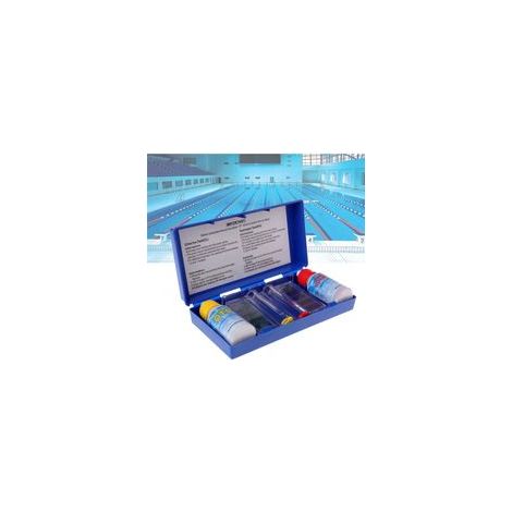 Kit de análisis para medir el pH y el cloro. Para uso en piscinas y spas. Análisis del agua de la piscina.